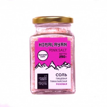 Соль розовая Гималайская среднего помола, 250гр